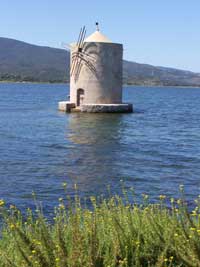 Mill en la laguna de Orbetello